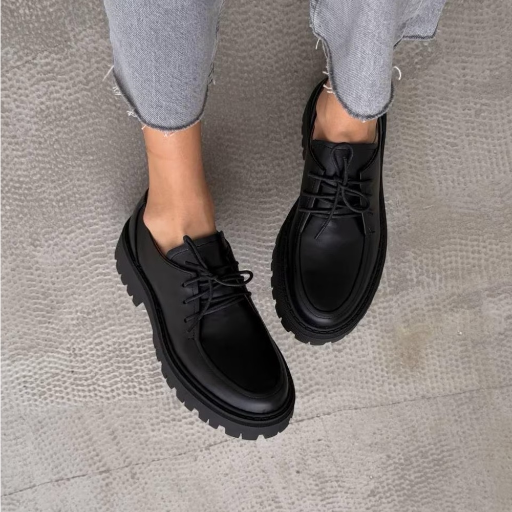 Zara Chunky Sole Derby Leather Shoes